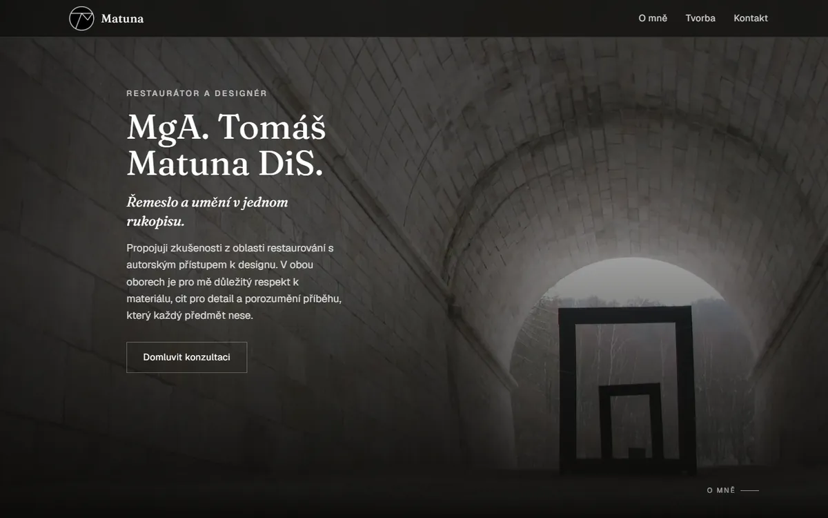 Úvodní stránka webu Art Matuna