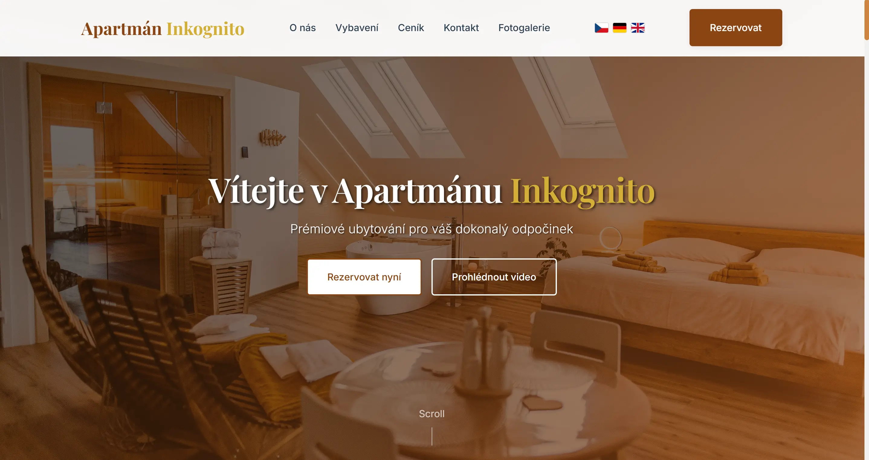 Apartmán Inkognito – moderní webové stránky pro ubytování